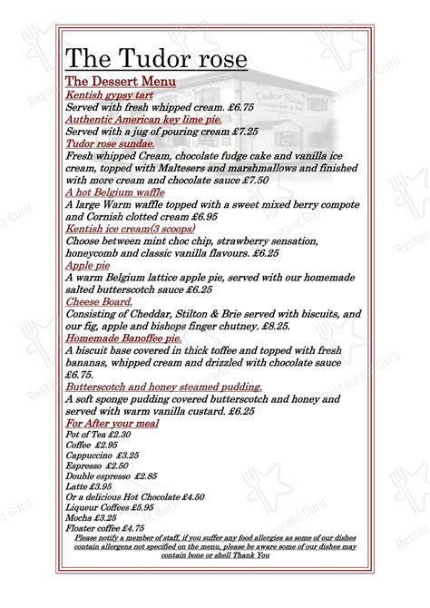 tudor rose christmas menu.